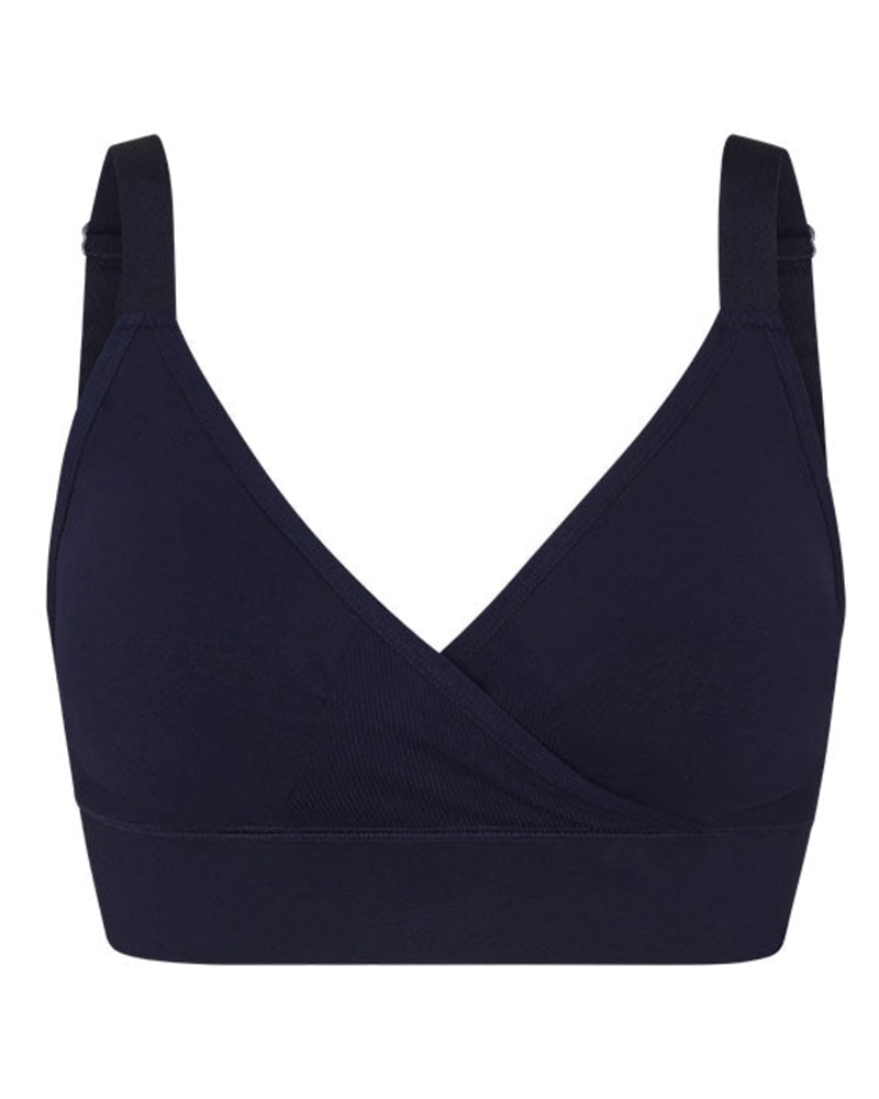 Front of a size 4 CROSS FRONT T-SHIRT BRA in Onyx by MINDD. | dia_product_style_image_id:239337
